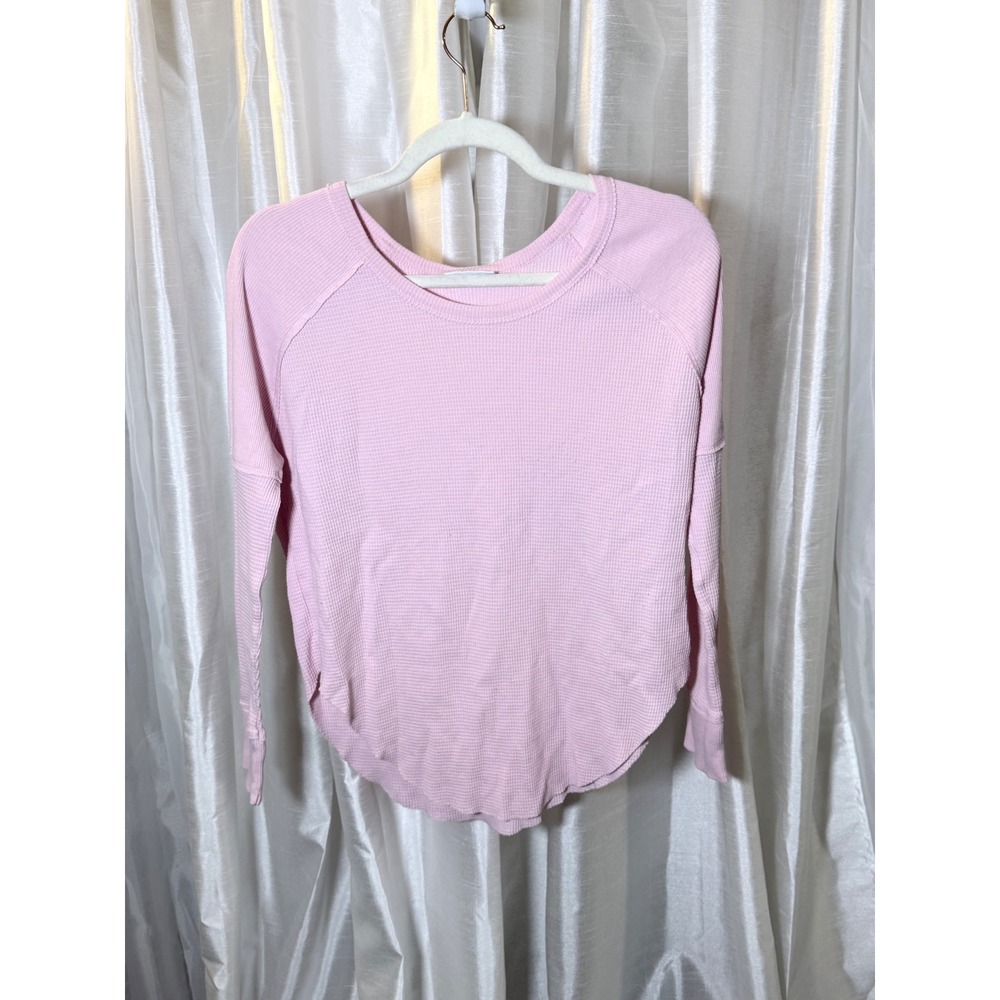 Tna Waffle Knit Top Women XS Pink Excellent Thermal‎ Raglan Long Sleeve Shirt
